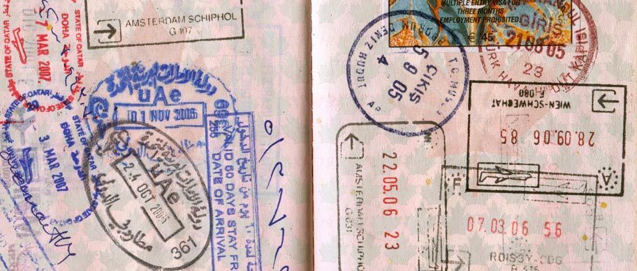 Stamps in a Canadian passport